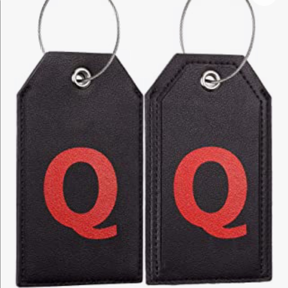 Black Initial Luggage Tags